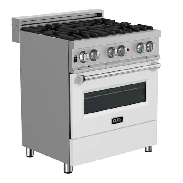 ZLINE 30 4.0 Cu. ft. Dual Fuel Range with GAS Stove and Electric Oven in Black Stainless Steel (RAB-30)
