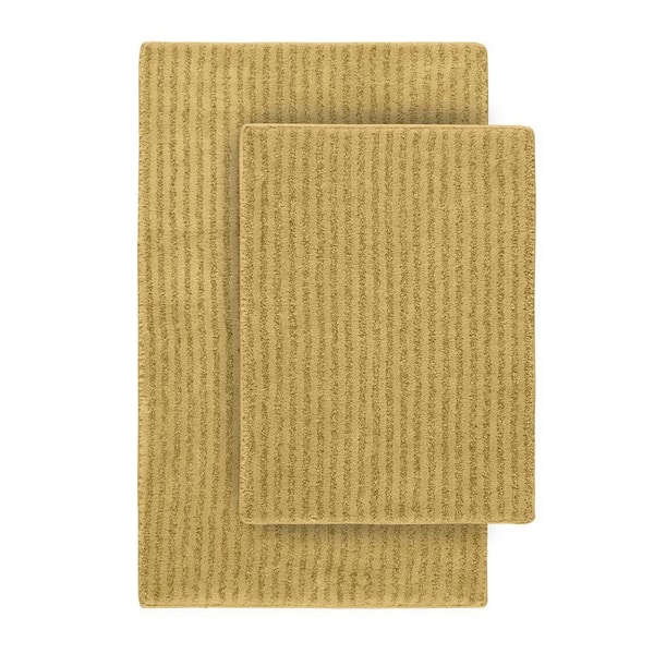 Garland Rug Sheridan Linen 21 in. x 34 in. Washable Bathroom 2-Piece Rug Set