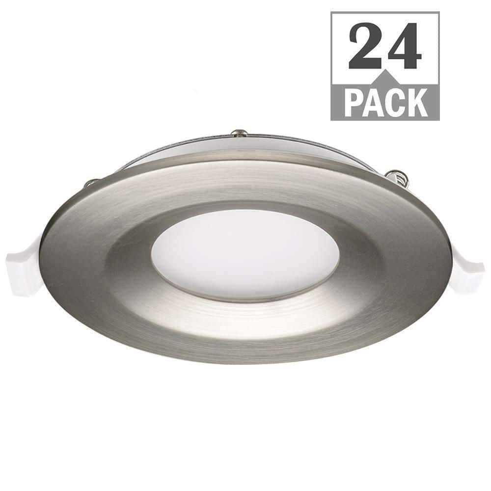 3 in. Canless Integrated LED Recessed Light Brushed Nickel Trim Kit 550 Lum