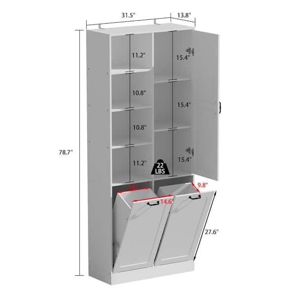 FUFU&GAGA 78.7-in W x 78.7-in H Mdf White Freestanding Utility Storage Cabinet