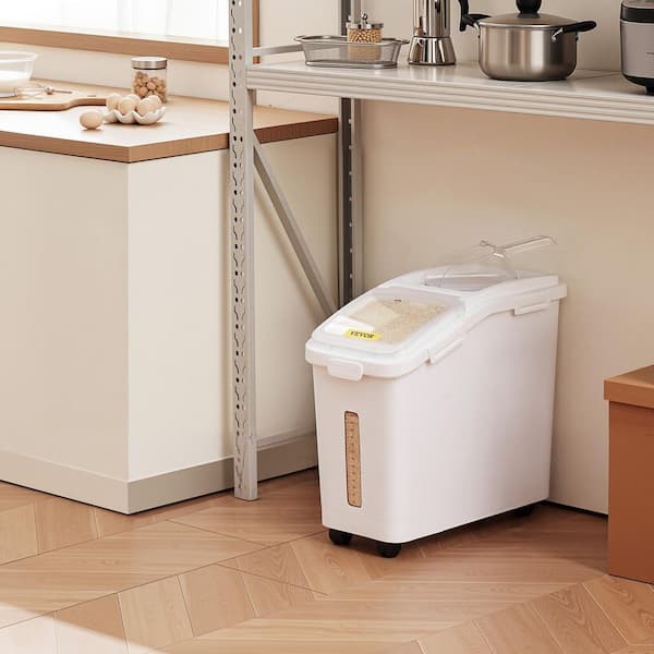 Ingredient Storage Bin 11.4 Gal. Capacity Commercial Shelf-storage Ingredient Bin 280 Cup Flour Bins with Wheels, White
