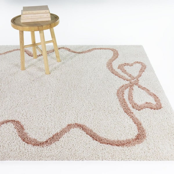 Valentina Grey 7 ft. 10 in. x 10 ft. Bows Border Area Rug