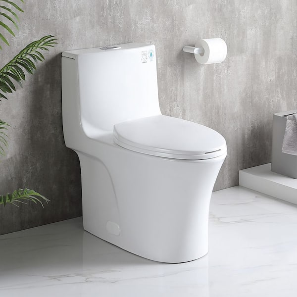 Power Flush 1-Piece 1.1/1.6 GPF Dual Flush Elongated 15.1 in. Toilet in White, Slow-Close Seat Included