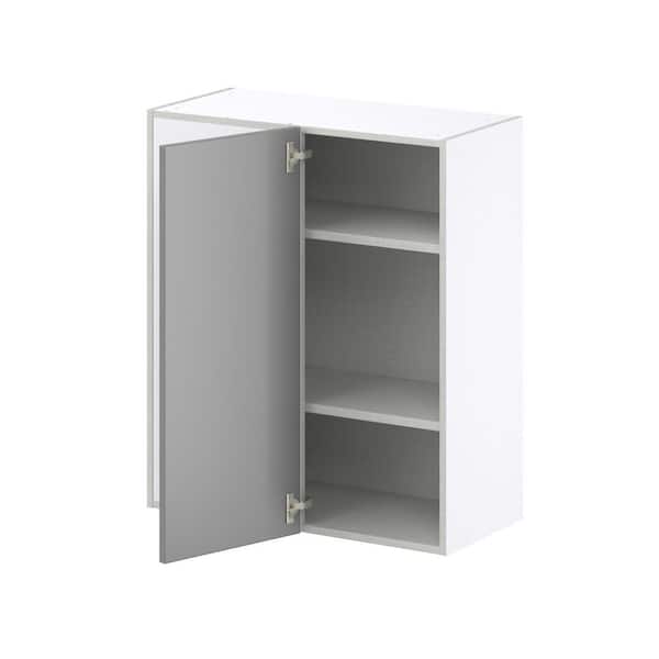 J COLLECTION 30 in. W X 40 in. H X 14 in. D Bristol Painted Slate Gray Shaker Assembled Wall Blindcorner Kitchen Cabinet