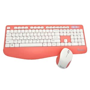 Wireless Keyboard and Mouse with Ergonomic Palm-Rest in Pink