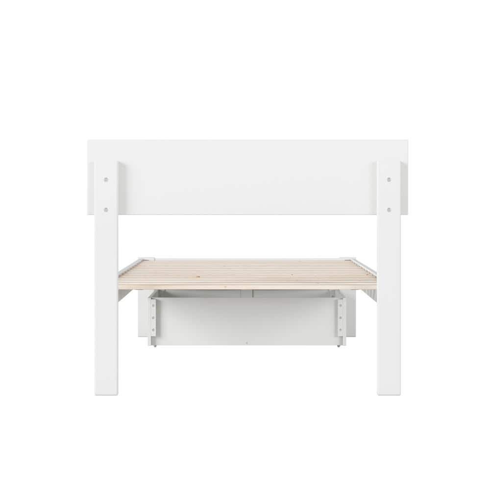 Boston Twin XL Bed with Modern Panel Headboard and Storage Drawer