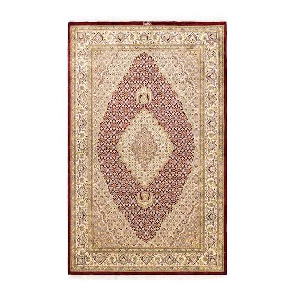 Mogul 5 ft. x 8 ft. Red Oriental Wool Indoor Area Rug