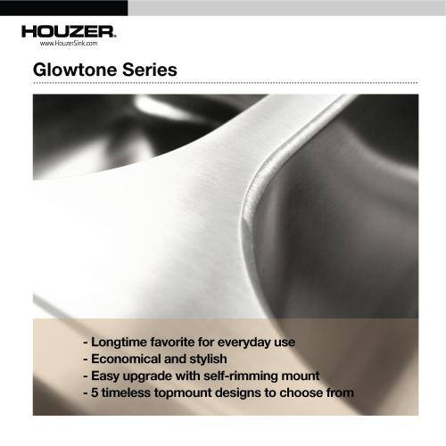 Glowtone 25" Stainless Steel Single Bowl Kitchen Sink with Center Drain