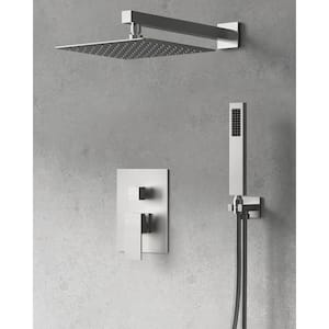 Pressure Balance 2-Spray Wall Mount 10 in. Fixed and Handheld Shower Head 2.5 GPM in Brushed Nickel