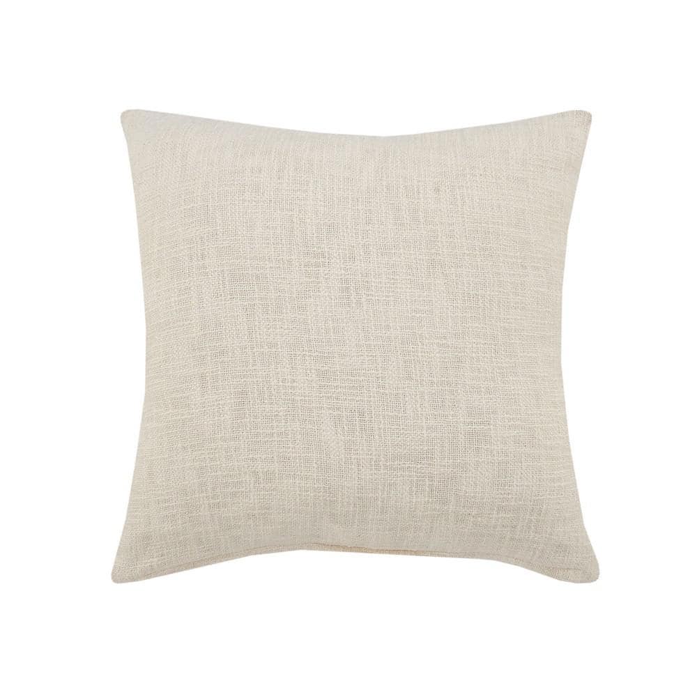 20" Square Off-White Embroidered Damask Medallion Throw Pillow Set