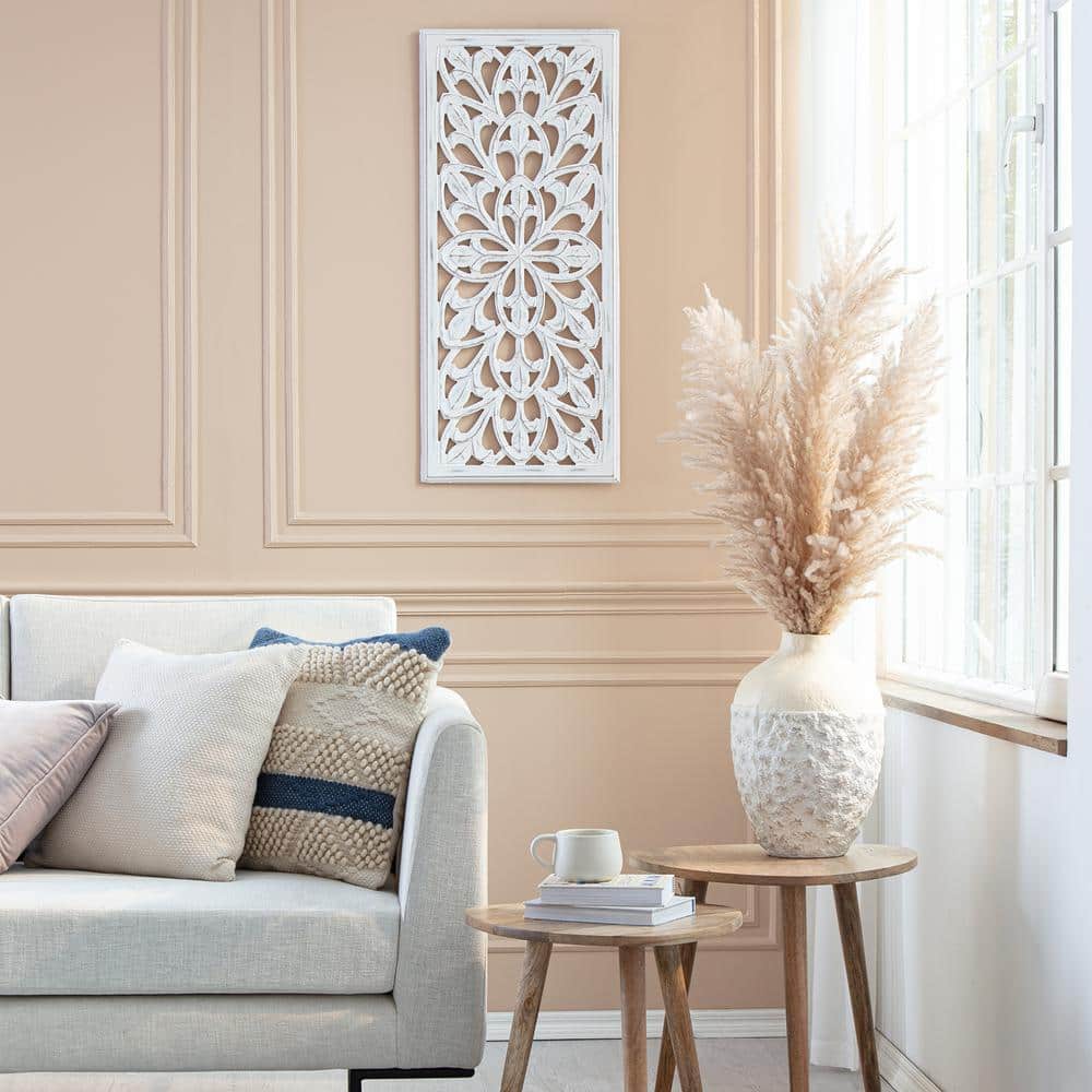 Augustus White Hand-Carved Wood Medallion Wall Art