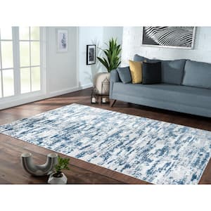 Navy Blue 2 ft. x 3 ft. Polyester Rectangle Area Rug