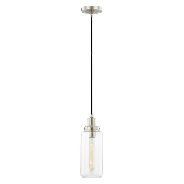 Rossmore 1-Light Brushed Nickel Mini Pendant with Clear Glass