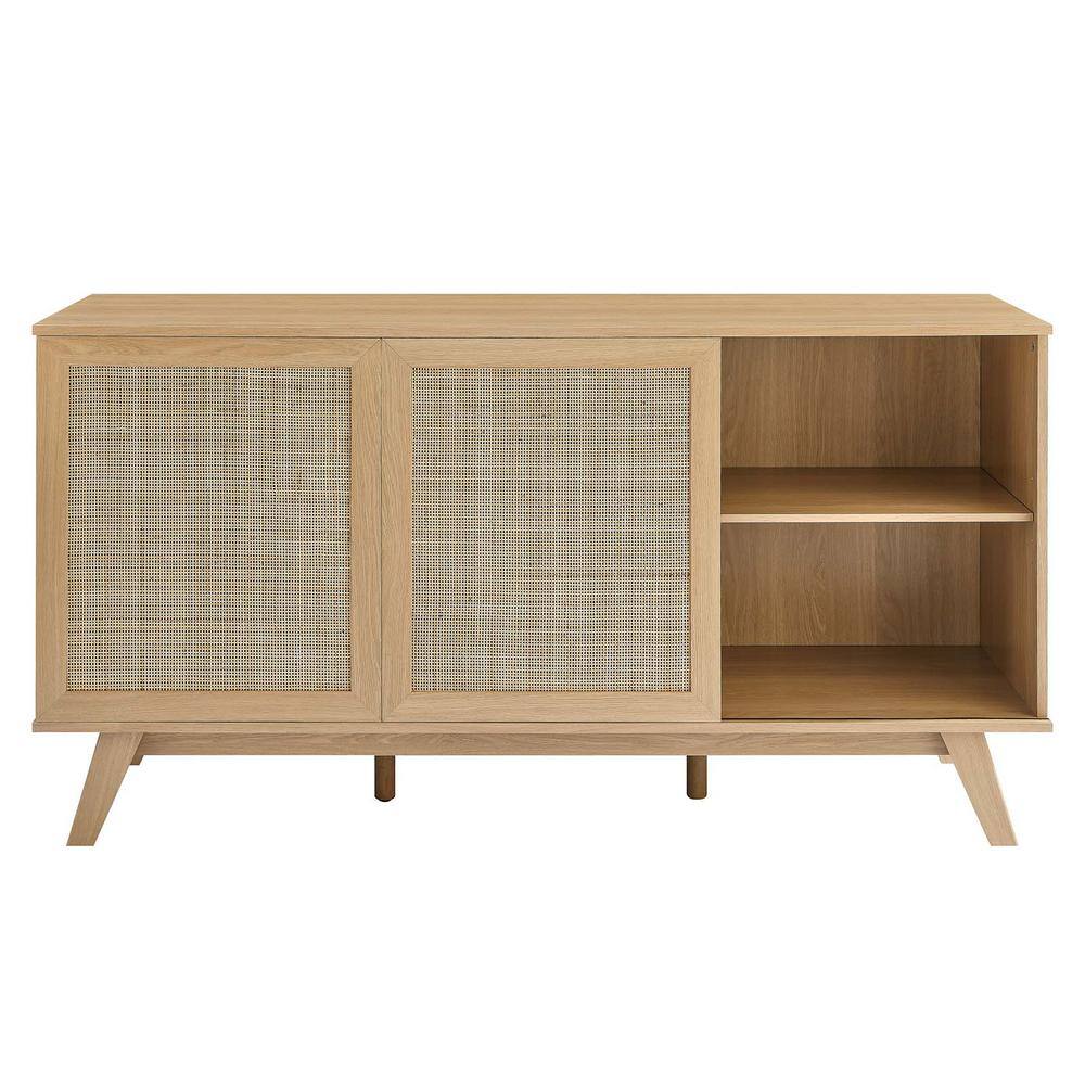 Soma 59" Oak Sideboard with Rattan Sliding Doors