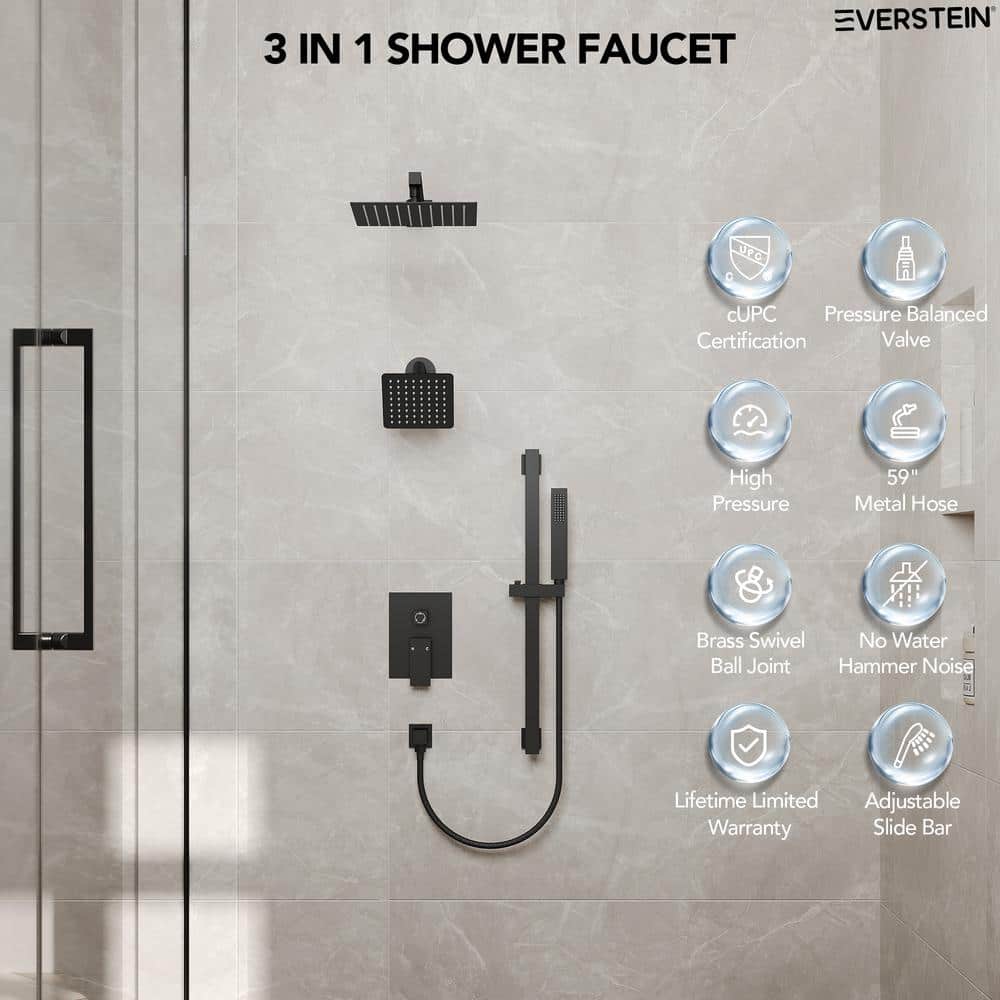 Matte Black Dual Shower Head System with Adjustable Handheld