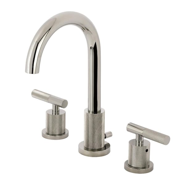 Convergent Deck Mount 2-Handle 8 in. Widespread Bathroom Sink Faucet with Pop-Up Drain in Polished Nickel