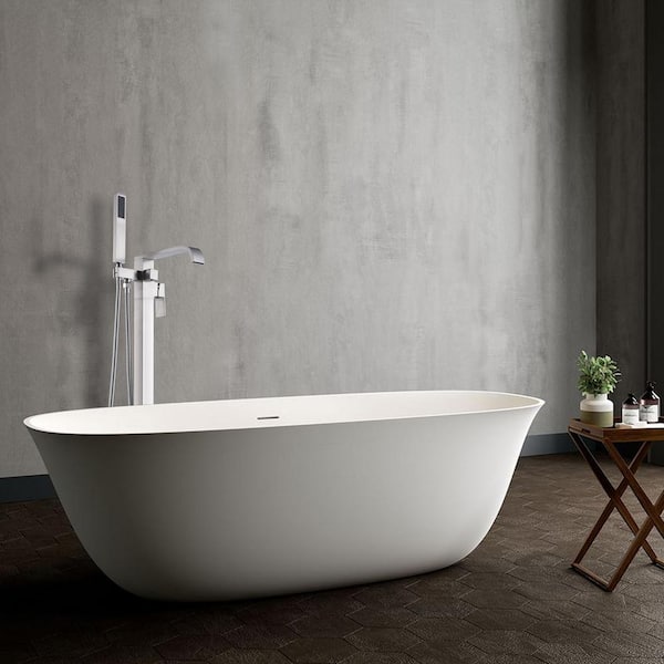 LB680007BN 1-Handle Freestanding Floor Mount Tub Faucet Bathtub Filler with Hand Shower in Brush Nickel