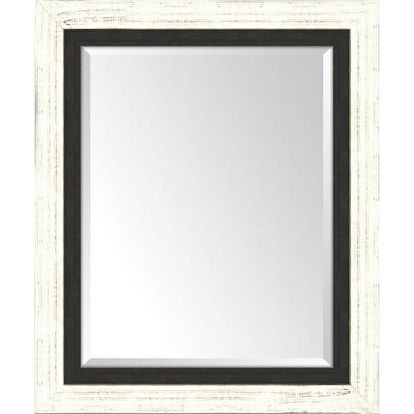 Melissa Van Hise Medium Rectangle French White/Slate Black Beveled Glass Classic Mirror (30 in. H x 36 in. W)
