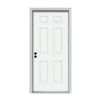 30 in. x 80 in. 6-Panel White Painted Steel Prehung Right-Hand Inswing Front Door w/Brickmould
