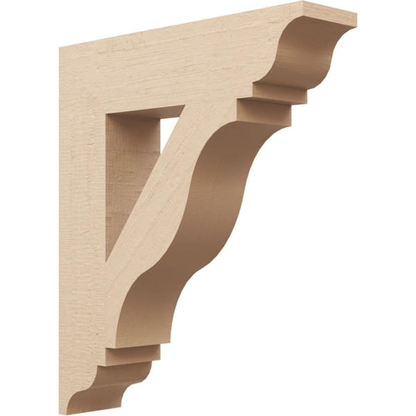 Ekena Millwork 5.5 in. x 28 in. x 24 in. Funston Traditional Rough Cedar Woodgrain Timberthane Polyurethane Bracket, Primed Tan