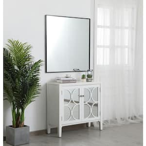 Medium Square Black Modern Mirror (36 in. H x 36 in. W)