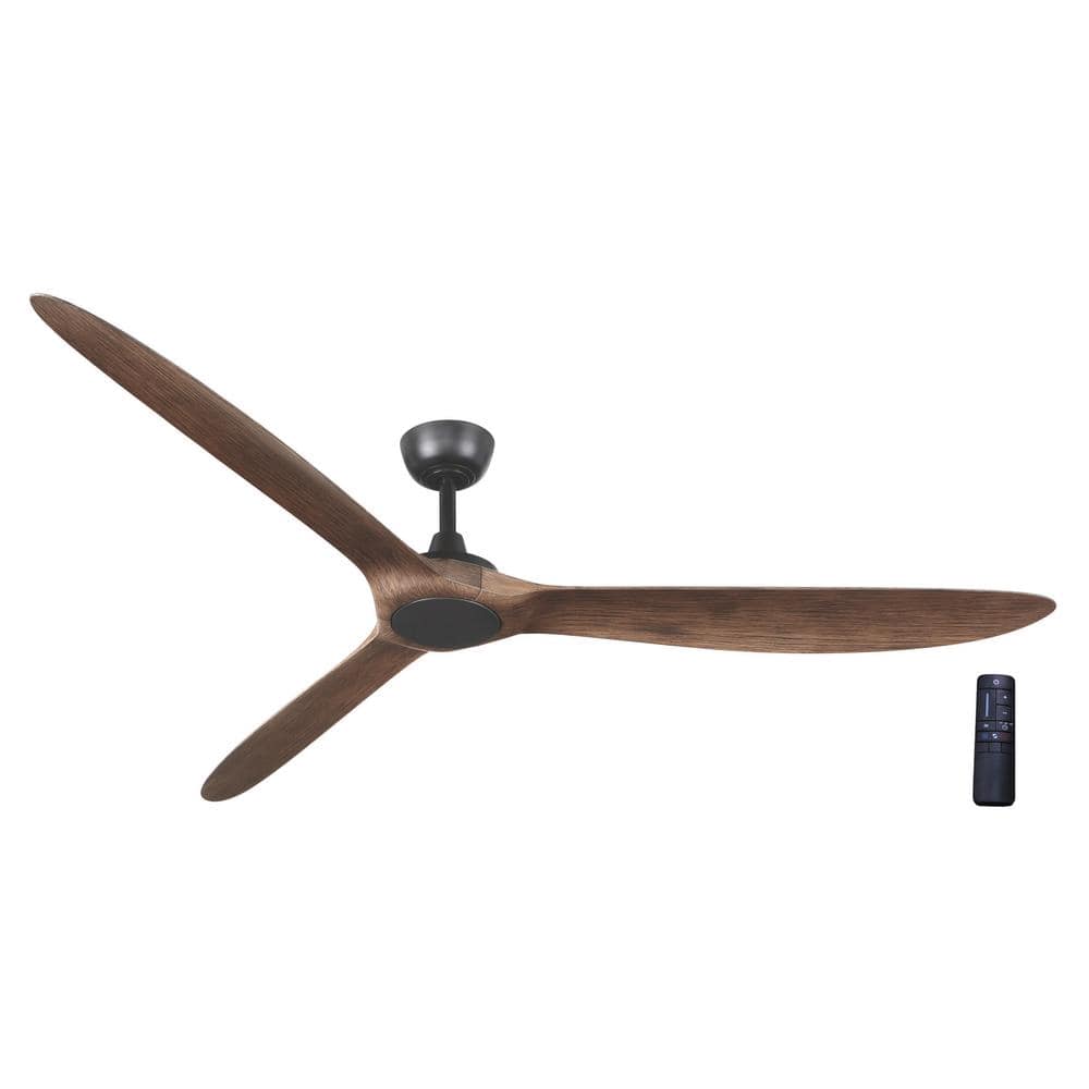 Tager 72" Matte Black and Whiskey Barrel Smart Ceiling Fan with Remote