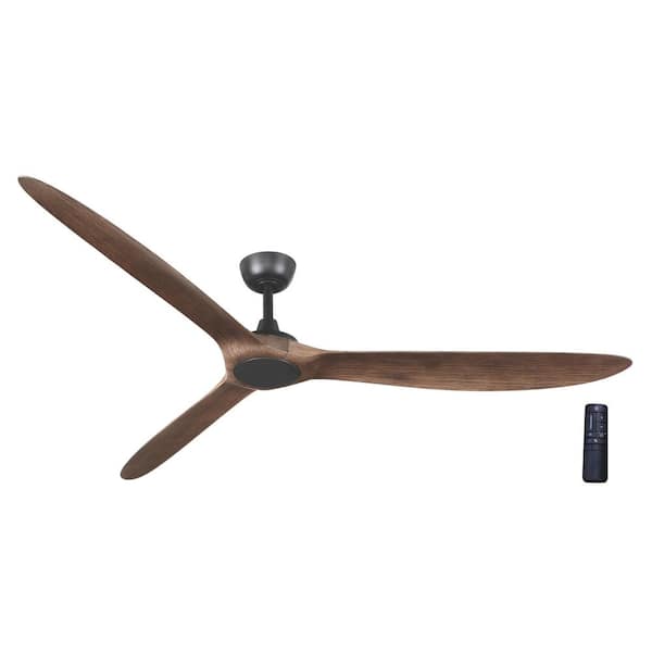 Tager 72 in. Smart Indoor/Outdoor Matte Black with Whiskey Barrel Blades Ceiling Fan with Remote Powered by Hubspace
