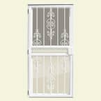 32 in. x 80 in. Estate White Recessed Mount All Season Security Door with Insect Screen and Glass Inserts