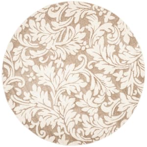 Amherst Wheat/Beige 7 ft. x 7 ft. Round Geometric Floral Area Rug