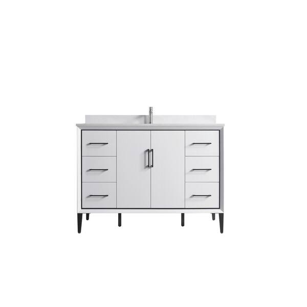 Dyconn VSD 48 in. W x 22 in. D x 35 in. H Single Sink Freestanding Bath Vanity in White with White Cultured Marble Top