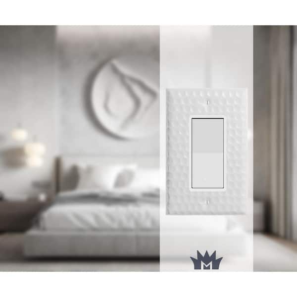 Hammered 1-Gang White Decorator/Rocker Metal Wall Plate (2-Pack)