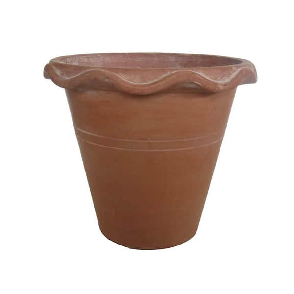 MPG 18 in. L x 18 in. W x 14.5 in. H Composite Daisy Pot White Washed Terra Cotta