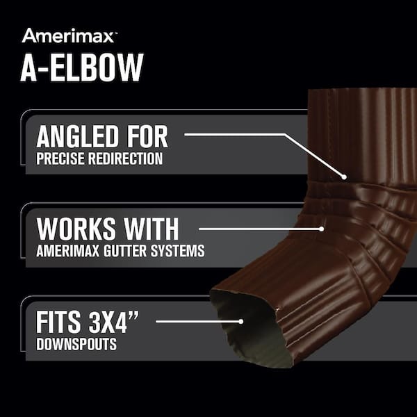 3 in. x 4 in. Royal Brown Aluminum Downspout A-Elbow