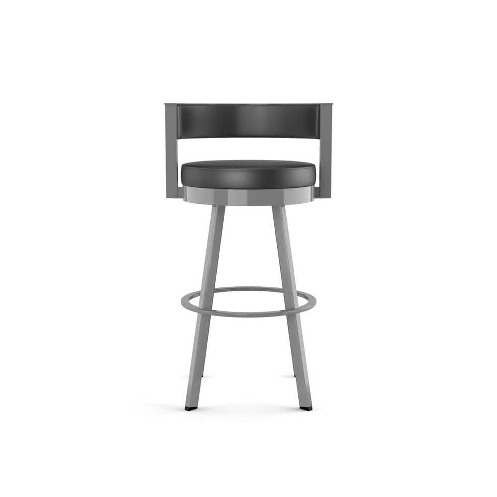 Black Faux Leather and Metal Swivel Bar Stool
