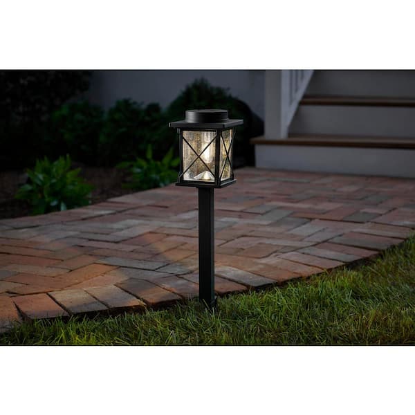 Braxton 20 Lumen Black LED Weather Resistant Outdoor Solar Path Light with Glass Lens