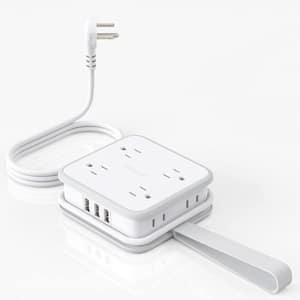 White 10 Amp Tamper Resistant Extension 5 ft. Extension 3 Side Outlet with 8 AC Outlets and 3 USB-A Ports