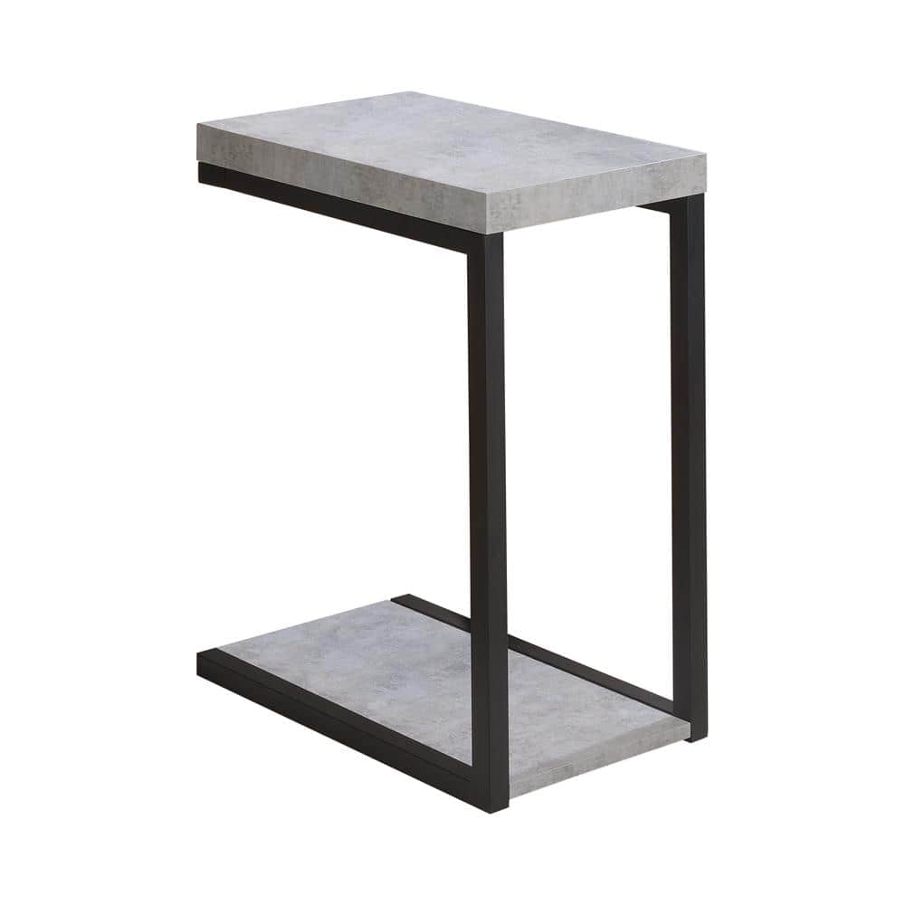 Urban Industrial Gray Faux Concrete and Black Metal Snack Table