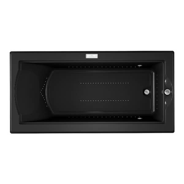 JACUZZI Fuzion Pure Air 70.7 in. x 35.4 in. Rectangular Air Bath Bathtub with Right Drains in Black