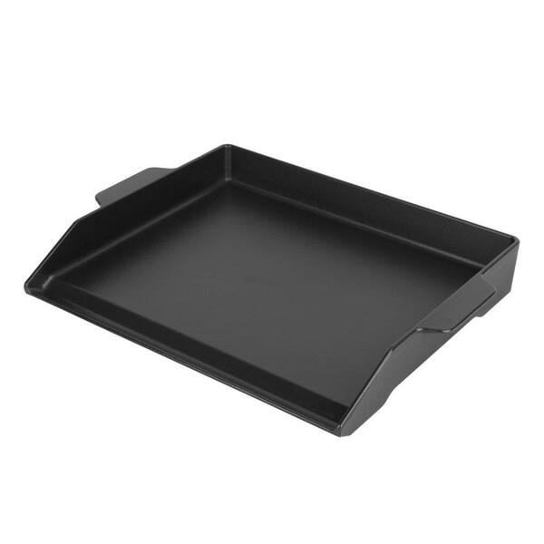 1-Piece Black Cast Iron Nonstick Griddle with Stainless Steel Spatula Set for Gas, Electric, Stove, Outdoor