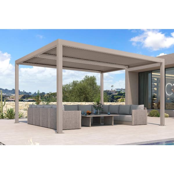 13 Pieces Patio Seating Sofas Aluminum Furniture Outdoor Couch Sectional Set with Cushions and Aluminum Table Beige