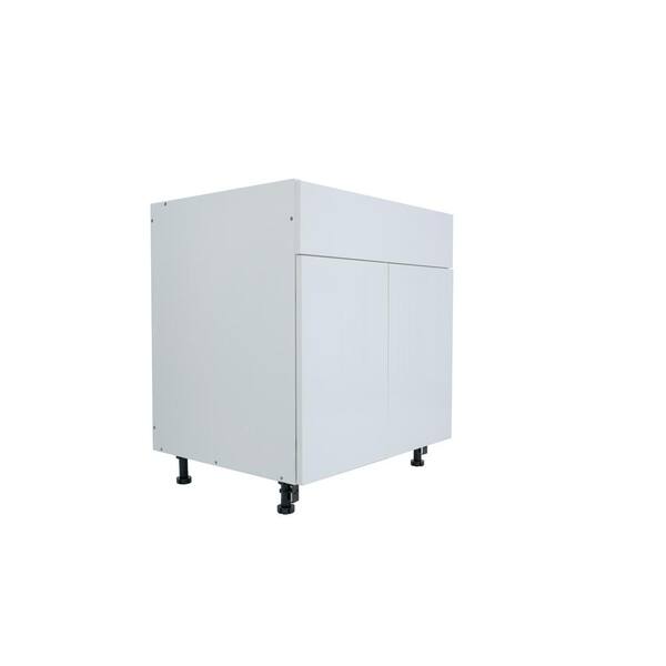 Cambridge Radiance 36 in. W x 24 in. D x 34.5 in. H Ready to Assemble Slab Sink Base Kitchen Cabinet in White Gloss