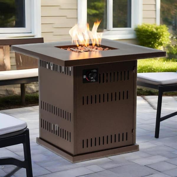 28 in. sq. Fire Pit Table Propane 40,000 BTU Outdoor Fireplace
