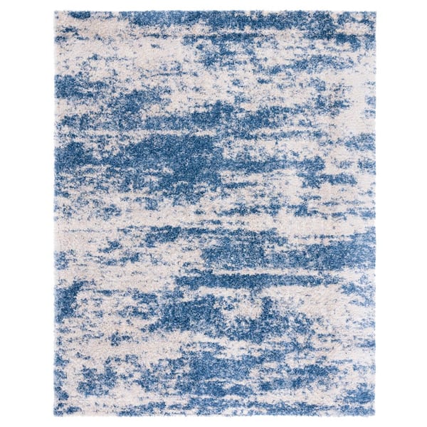 Berber 8 ft. x 10 ft. Beige/Blue Abstract Area Rug