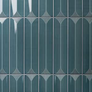 Colorwave Inflex Emerald Green 4.43 in. x 17.62 in. Polished Crackled Ceramic Wall Tile (6.53 Sq. Ft./Case)