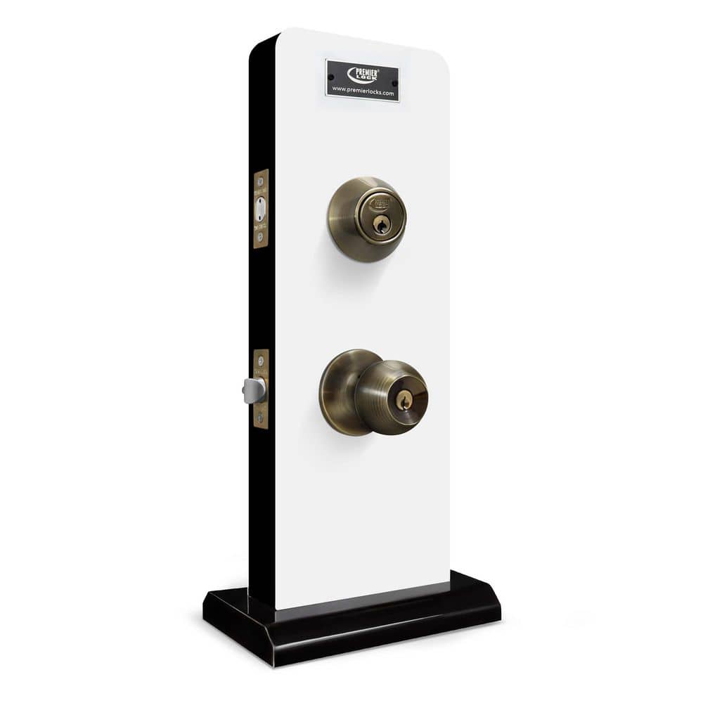 Antique Brass Single Cylinder Deadbolt Entry Knob Set