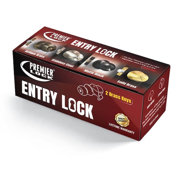 Premier Lock Matte Black Entry Door Knob with 6 KW1 Keys Keyed