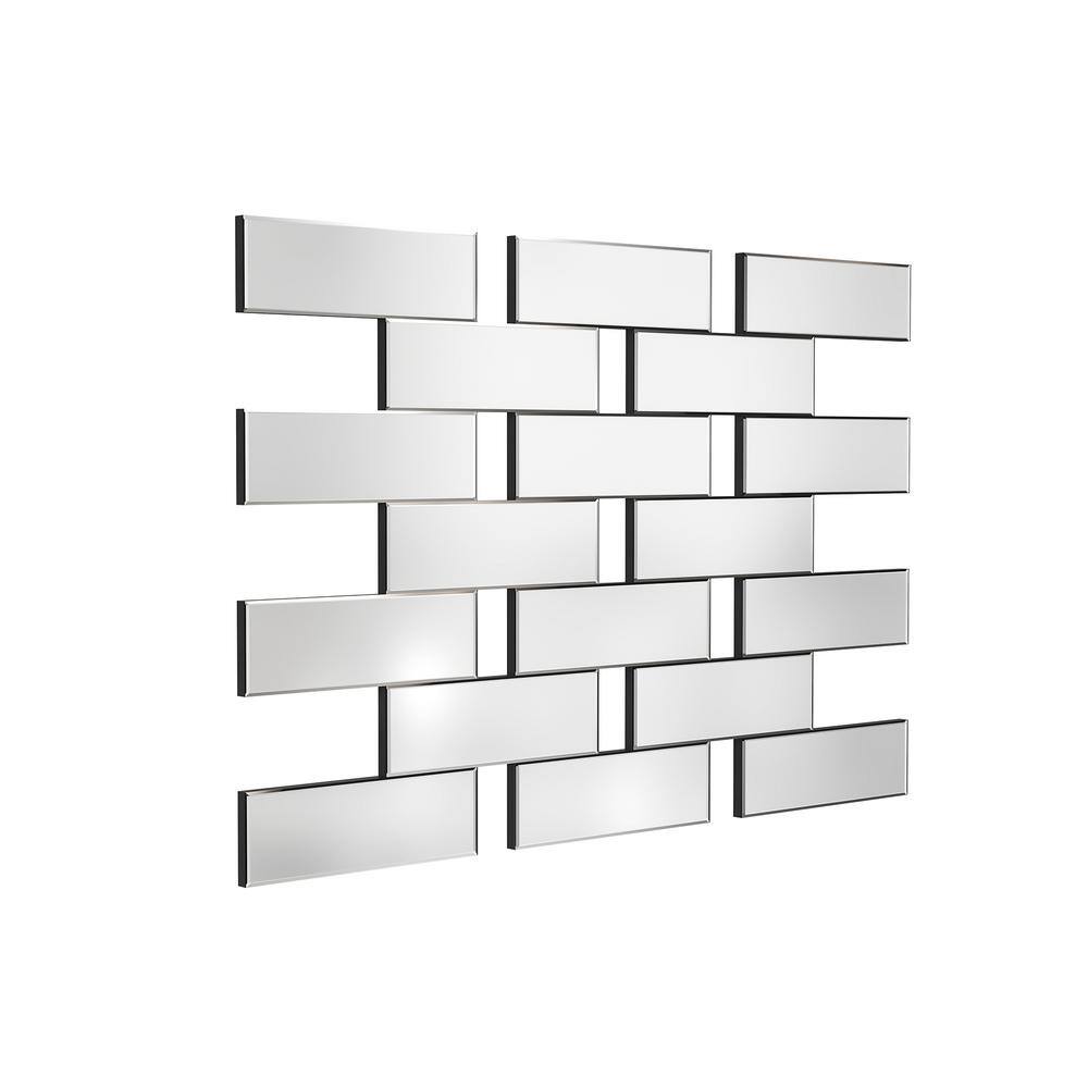 New Silver 47.2 in. W x 31.49 in. H Frameless Rectangular Accent Wall Mirro