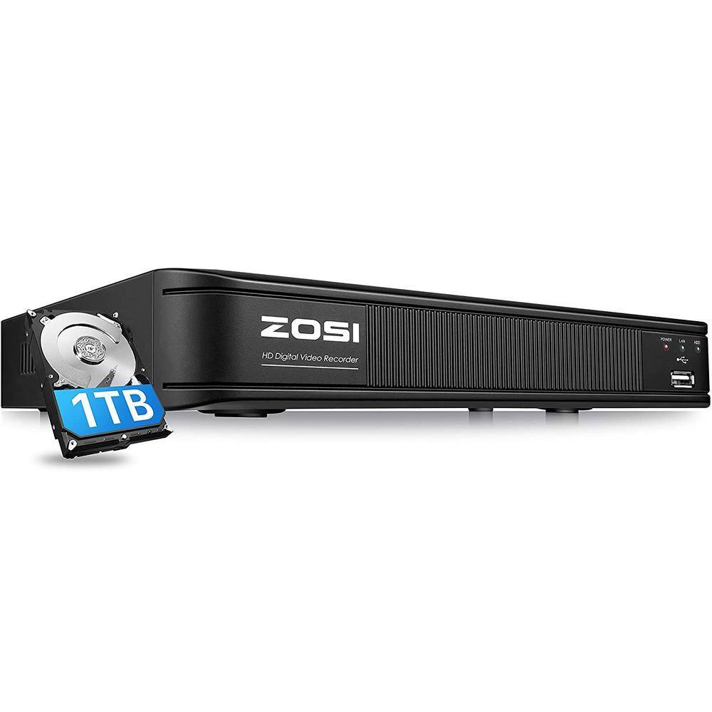 ZOSI 8-Channel Surveillance DVR Recorder with 1TB HDD for Wired HD