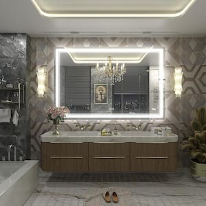 55 in. W x 36 in. H Rectangular Frameless 192 LEDs/m Front Lighted Anti-Fog Tempered Glass Wall Bathroom Vanity Mirror