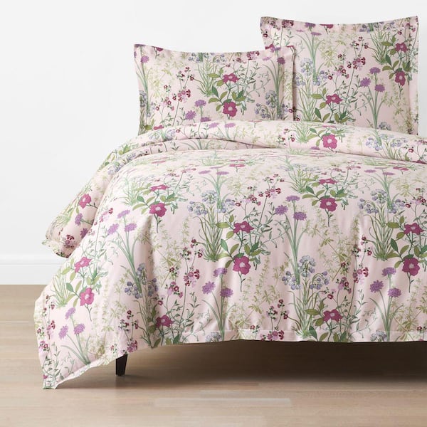 Company Cotton Bloom Meadow Sateen Blush California King Duvet Cover
